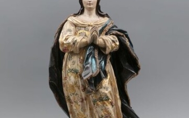 Atribuida a taller Pedro Duque Cornejo (1678-1757) - Sculpture, the Virgin of the Immaculate Conception - 100 cm (1) - Baroque - Textiles, Wood - First half 18th century