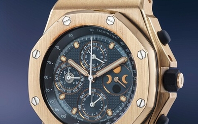 Audemars Piguet, Ref. 25854OR An impressive and luxurious pink gold perpetual calendar chronograph wristwatch with moonphases with winding box and guarantee