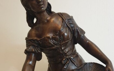 Auguste Moreau (1834 - 1917) - Sculpture, "First step" (1) - Bronze (patinated) - Second half 19th century