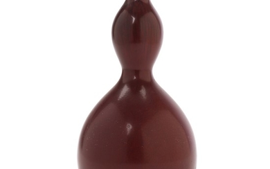 Axel Salto: A calabash shaped stoneware vase decorated with oxblood glaze. Signed Salto, 20741. Royal Copenhagen. H. 19 cm.