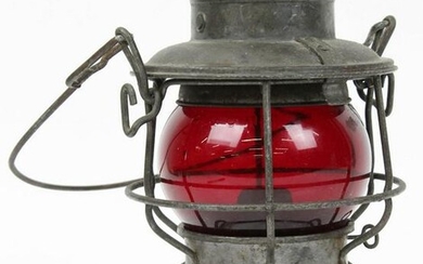 B & O Railroad Lantern with Red Shade