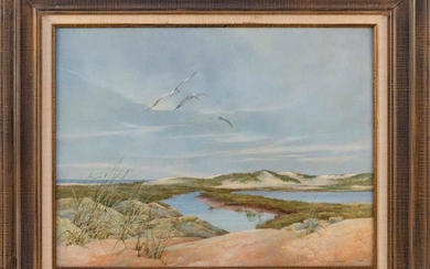 BETSY HAMMOND BENNETT, Massachusetts, 1928-2007, "Gulls ... Paine's Creek ... Brewster, Mass"., Egg tempera on board, 18" x 24". Fra..