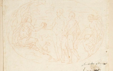 BOLOGNESE SCHOOL, 17th CENTURY Judgement of Paris Red pencil on...