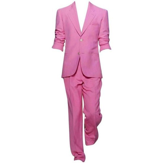 BRAND NEW VERSACE TAILOR MADE PINK LINEN SUIT for MEN