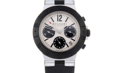 BULGARI - a gentleman's bi-material Aluminium chronograph wrist watch.