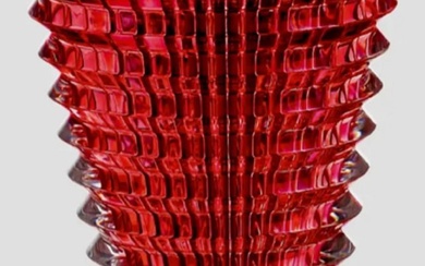 Baccarat Signed Crystal Red Eye Vase made in France