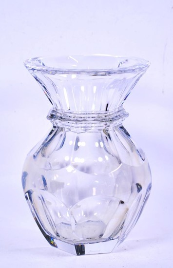 Baccarat slice cut baluster shaped glass flower vase, original box...