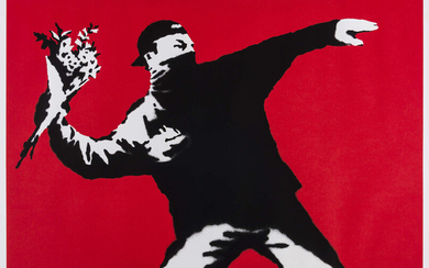 Banksy (b.1974) Love is in the Air (Flower Thrower)