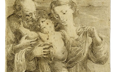 Bartolomeo Biscaino (Genova, - 1657) Sacra Famiglia. 1650-1657 [tiratura XVIII...