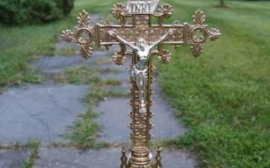 Beautiful Ornate French Gothic Altar Cross + chalice &