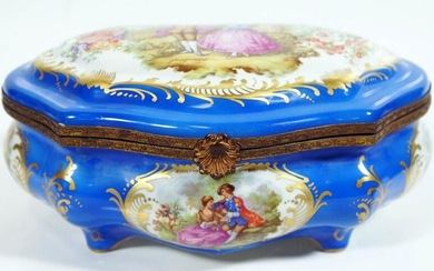 Blue Porcelain Sevres Style Hinged Box