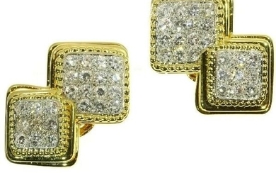 Boucheron - 18 kt. Platinum, Yellow gold - Earrings - Diamonds, total diamond weight 3.60 crt, French Vintage Fifties