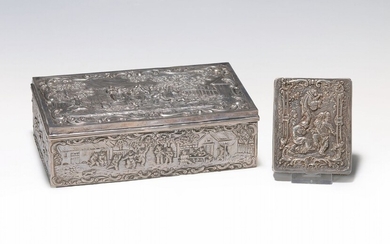 Box, German, 19th century, 800 silver, hinged lid,...