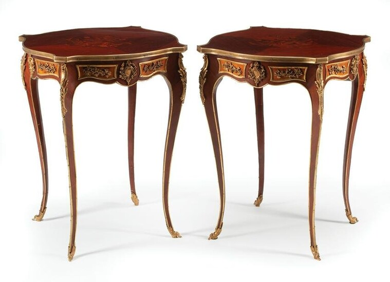 Bronze-Mounted and Kingwood Marquetry Side Tables