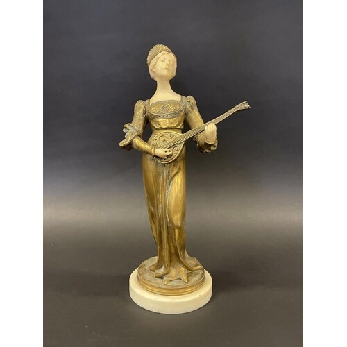 Bronze and ivory figure of a female lute player in Medieval ...