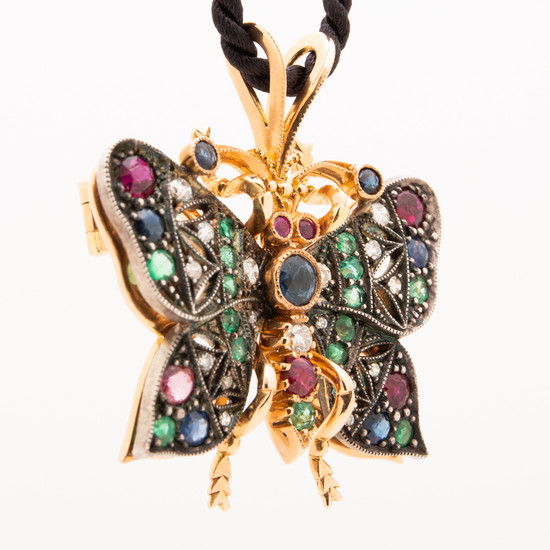 Brooch, pendant, butterfly, jewels