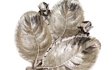 Buccellati Italian Sterling Silver 3 Leaf Nut Dish