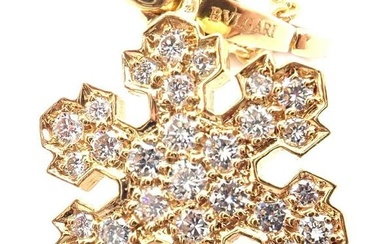 Bulgari Bvlgari Fiocco De Neve Snowflake 18k Gold Diamond Pendant Necklace Paper