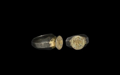 Byzantine Gilt Silver Ring with Eagle