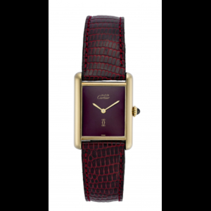 CARTIER Lady's silver wristwatch gold plated 1990s Dial and...