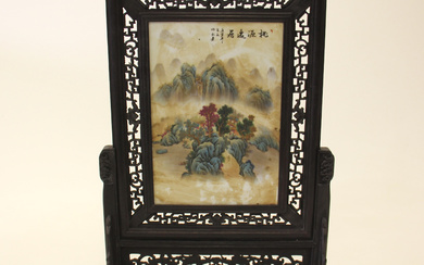 CHINESE HAND-PAINTED TABLE SCREEN.