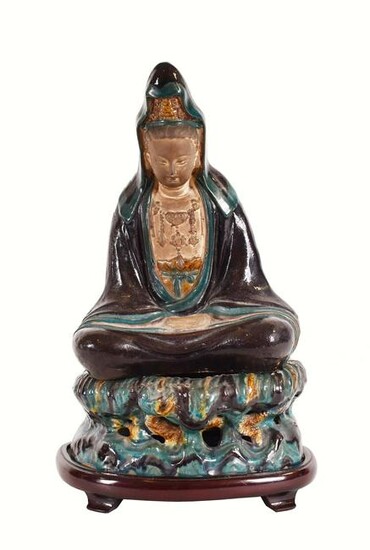CHINESE MING STYLE GLAZED TERRA COTTA PRIEST