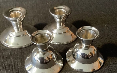 Candlestick, Four silver table candlesticks (4) - .833 silver, .925 silver - Netherlands - 20th century