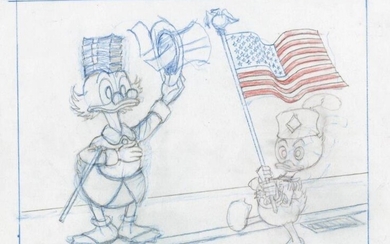 Carl Barks signed preliminary pencil sketch. - (Walt Disney...