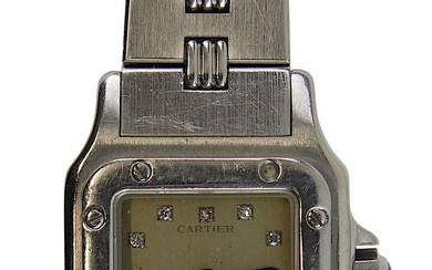 Cartier Damen-Armbanduhr Santos Automatic, Stahlgehäuse rücks. bez. Cartier Automatic und Nummer 99013049, D 24 mm,...