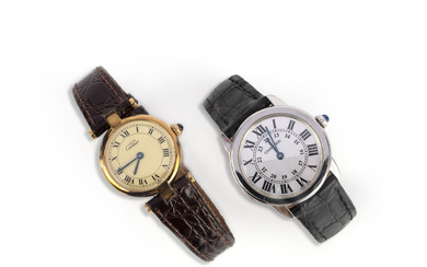Cartier, two lady's wristwatches, 'Must de Cartier', comprising: a gilt silver Vendôme ref.1851