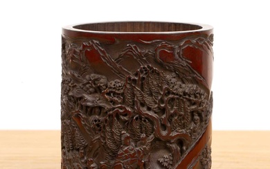 Carved bamboo brush pot Chinese, 19th/ early 20th Century well...