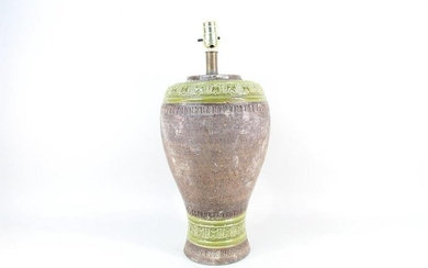 Ceramic Incised Table Lamp,Italy Bitossi Raymor,As-Is