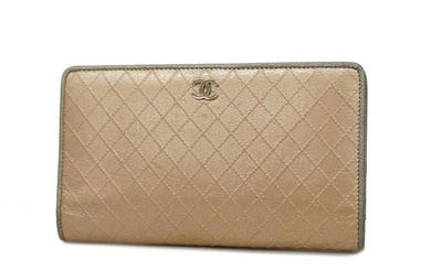 Chanel long wallet Bicolore leather gold silver ladies