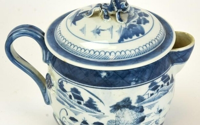 Chinese Canton Blue & White Porcelain Cider Jug