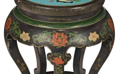 Chinese Cloisonn‚ Lacquered and Polychromed Tabaret
