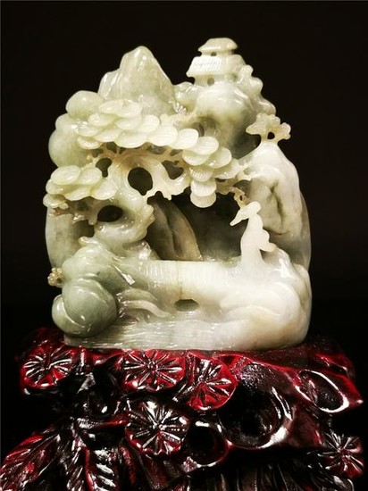 Chinese Natural Jade Stone Statue