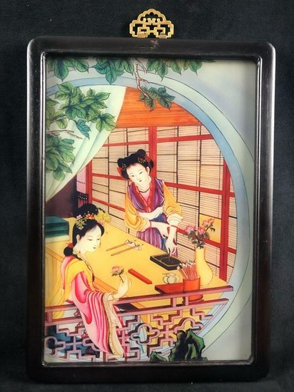 Chinese Painting Wall Art Glass Framed