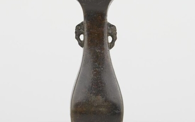 Chinese Small Ming Bronze Vase w/ Elephant Masks