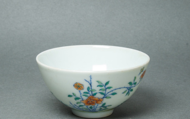 Chinese doucai enameled wine cup