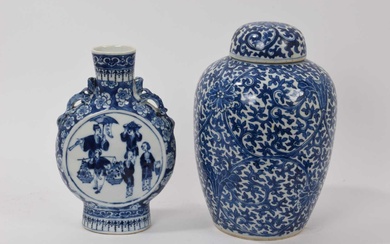 Chinese porcelain jar and cover and Chinese porcelain moonflask