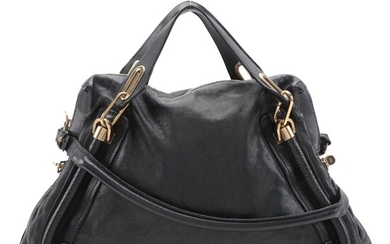 Chloé Paraty Two-Way Satchel in Black Pebbled Leather
