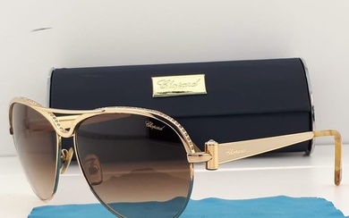 Chopard - Aviator Gold & Beige Tone with Brown Lenses & Swarovski Crystals - Sunglasses