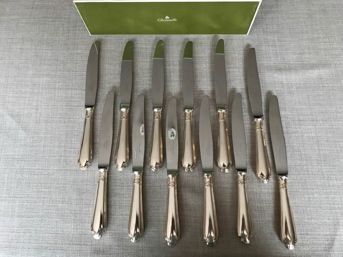 Christofle modèle Pompadour- Dinner knives (12) - Silver plated