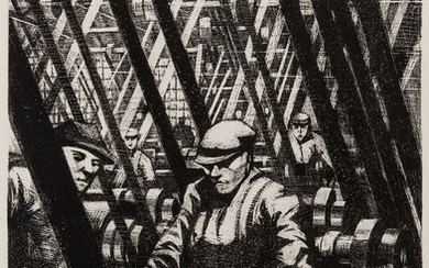 Christopher Richard Wynne Nevinson (1889-1946) Making the Engine, from the series 'Britain's Efforts and Ideals: Making Aircraft' (Black 16)