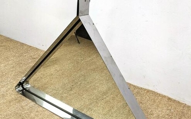 Chromed Steel Frame Hanging Wall Mirror. Triangular for