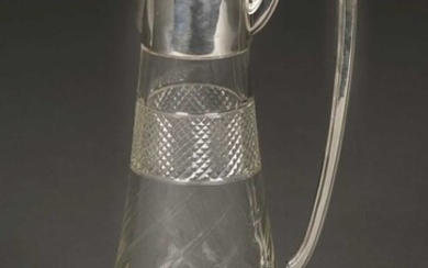 Claret Jug. Silver top claret jug by Walker & Hall, Sheffield, 1909