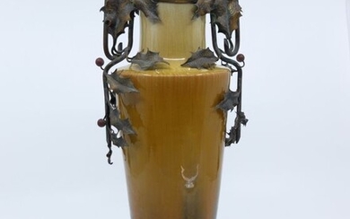 Clément Massier - French Ceramic Vase bronze ornaments