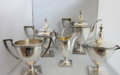 Coffee and tea service - .925 silver - Gorham - Etruscan A9801-A9805 - U.S. - Early 20th century