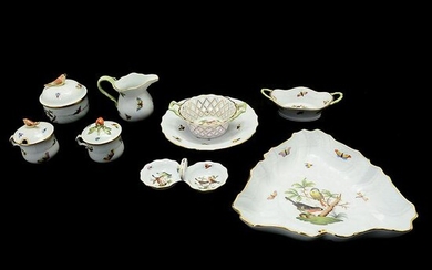 Collection of Herend Porcelain Rothschild Birds Table