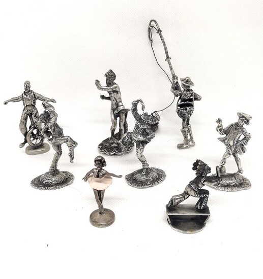 Collection of figurines depicting various characters (8) - .800 silver, .925 silver - Italy - Second half 20th century